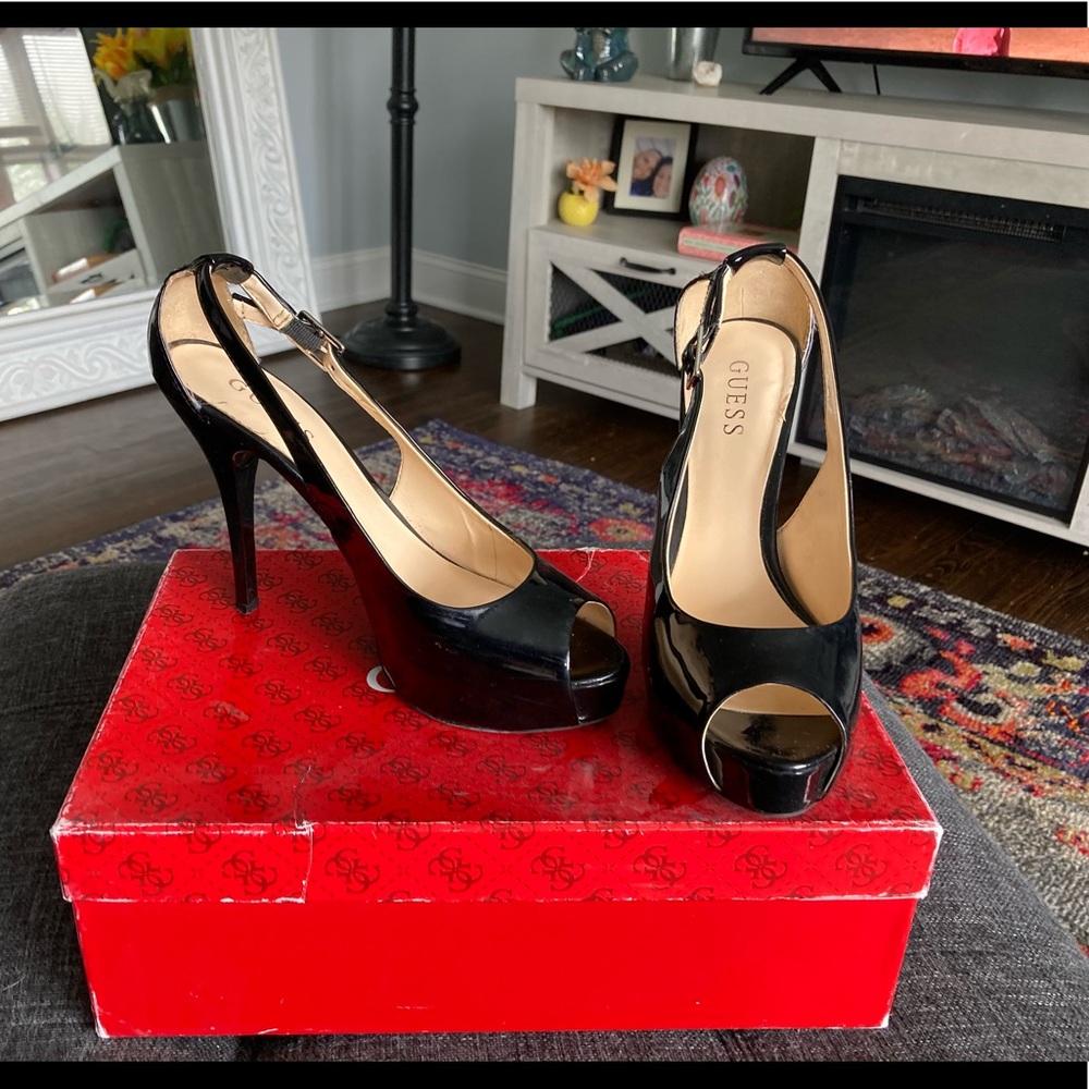 Paten leather peep toe heels size 7.5